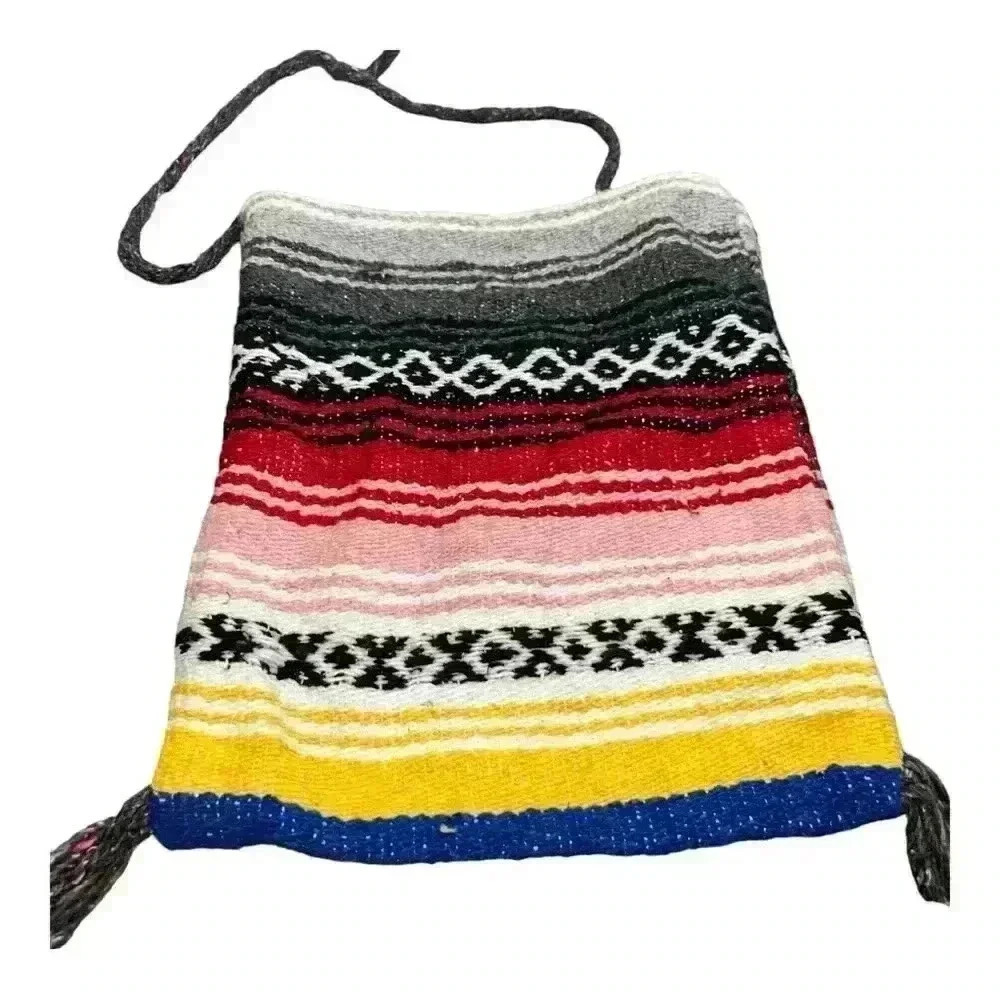 Mexican Woven Multicolor Crossbody Rustic School/ outing/ Beach Purse Tote